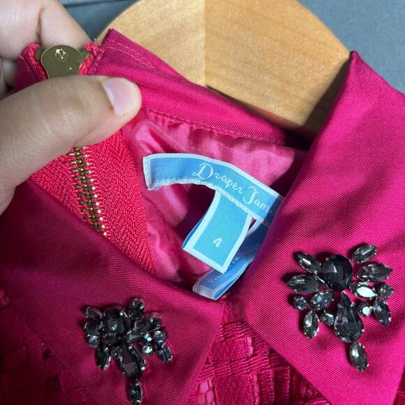 Draper James Plaid Lace Midi Dress Red Size 4 - Picture 3 of 3